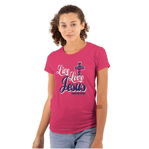 Live Love Jesus Christian Faith Womens Fitted Plus Size Graphic Tee Brisco Brands 3X