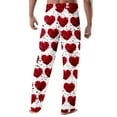 thumbnail image 4 of Fgvctg Valentine's Day Pajama Pants Mens Romantic Sleepwear Wide Leg Pajama Love Heart Print High Waisted Pjs Pant Loose Fall Spring Drawstring Lounge Pants with Pockets Wine M, 4 of 4