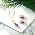 thumbnail image 4 of Gem Stone King 4.55 Ct Oval Checkerboard Purple Amethyst Pink Sapphire 18K Rose Gold Plated Silver Pendant and Earrings Jewelry Set, 4 of 4