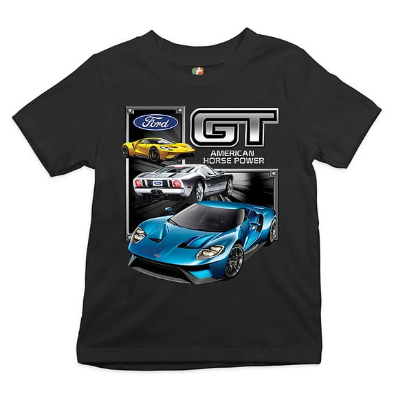 Tee Hunt Ford GT American Horse Power Youth T-Shirt Sports Race Car Licensed Kids