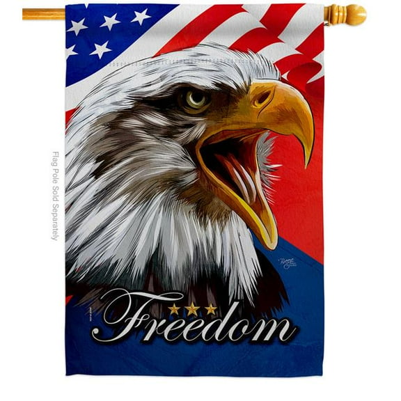 Breeze Decor H120252-BO 28 x 40 in. Our Freedom Americana Star & Stripes House Flag with Double-Sided Decorative Vertical Flags