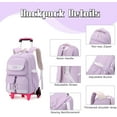 thumbnail image 4 of Solid Color Water Resistance Rolling Backpack Daypack Bag Pack Bookbag with Wheels Schoolbag Trolley Daypack, 4 of 6