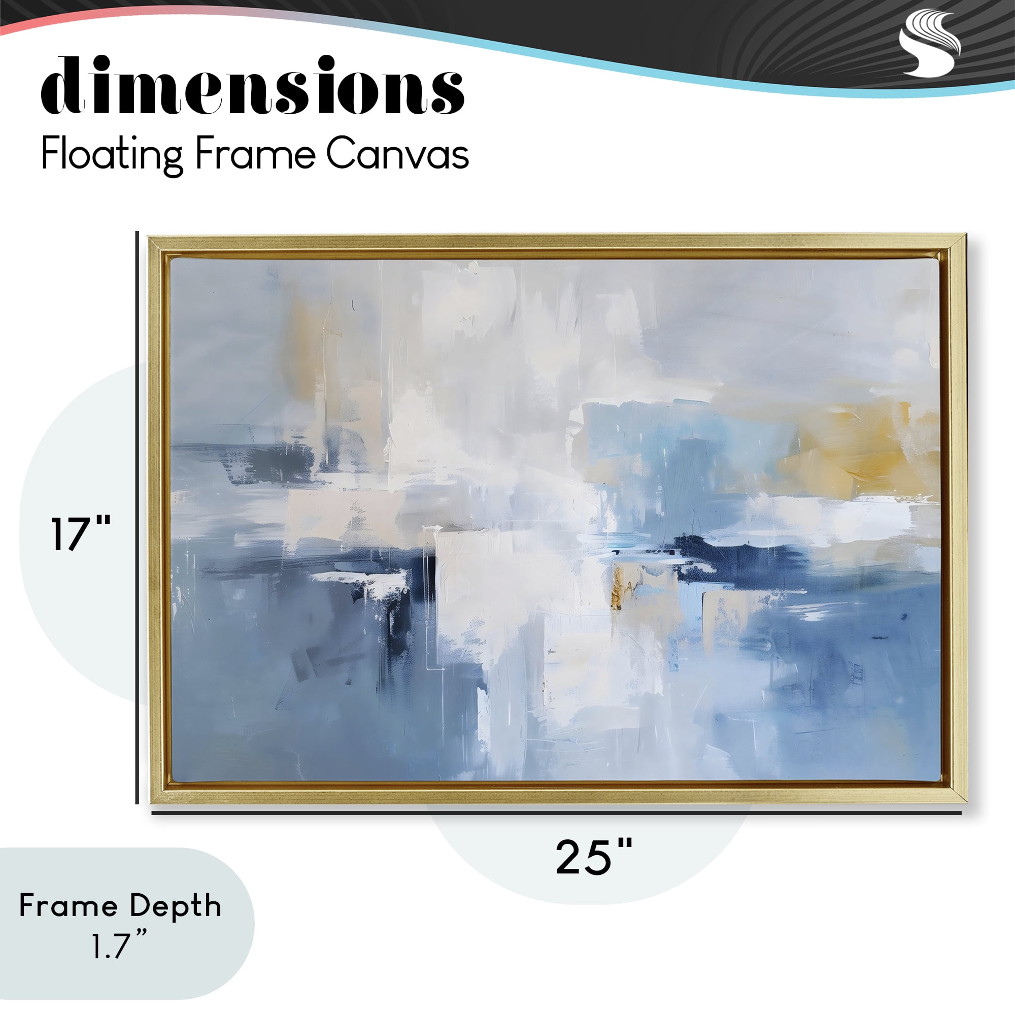 Stupell Industries Blue Sea Mist Horizon Gold Framed Floater Canvas Wall Art, design by Creative Studio