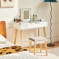 thumbnail image 3 of Vanity Desk with Lighted Mirror, Flip Top Dressing Table with Stool, Charge Station, for Gilrs Women Vanity in Bedroom, White, 3 of 10