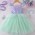 thumbnail image 5 of Girls Mermaid Costume Tutu Dress, Flutter Strap Iridescent Scale Sequin Top Sparkly Tulle Sundress for Birthday Party Cosplay, 5 of 6