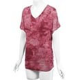 thumbnail image 5 of Made by Johnny Women's V-Neck Short Sleeve Tie Dye Shirring Dolman Top XL WINE, 5 of 6