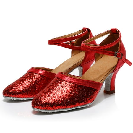 

〖Yilirongyumm〗 Red 37 Sandals Women Fashion Modern Dance Shoes Ballroom Latin Dance Soft Bottom Sandals