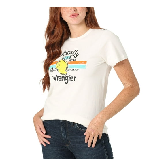 WRANGLER Womens White Logo Graphic Short Sleeve Crew Neck T-Shirt S