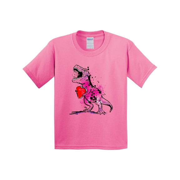 Inktastic Valentine's Day Graffiti T-rex with Heart Shaped Candy Box Youth T-Shirt