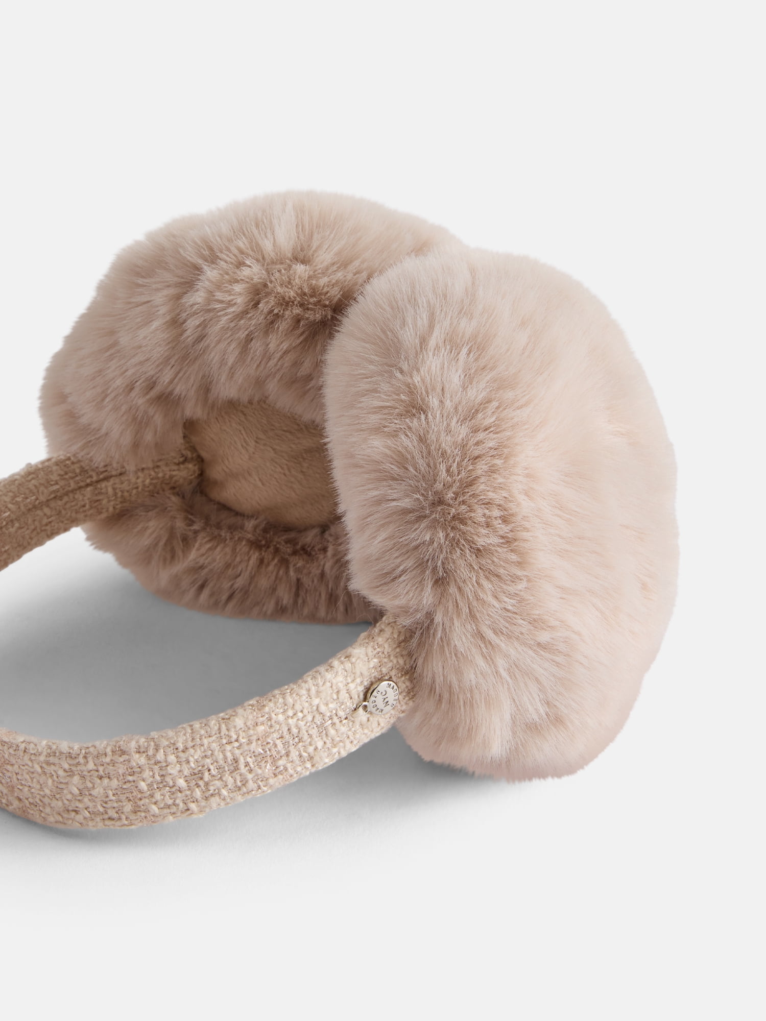 MNYC Women's Boucle Sequin Trim Earmuff, Tan