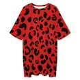 thumbnail image 3 of Leopard Animal Print Red Sleepshirts For Sleeping Travels Loose Sleepdress Pajama Dress Soft Nightdress Sleepwear, 3 of 7