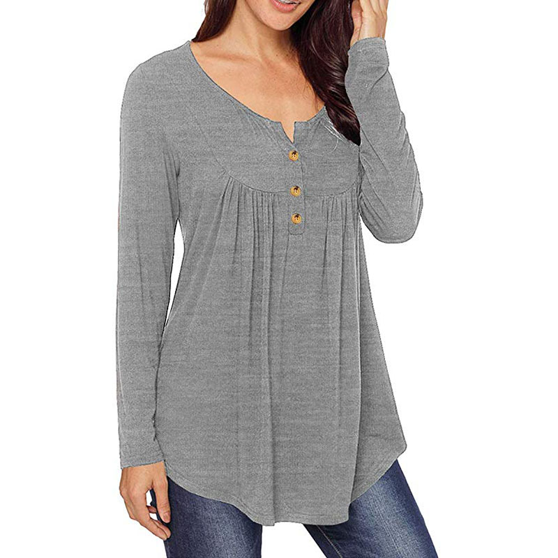 PlusSize Henleys Helloacc Womens Notch V Neck Long Sleeve Henley