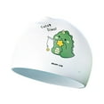 thumbnail image 3 of Gorro de baño para niños, gorro de baño portátil de silicona suave con dibujos animados, de ducha para hacer esnórquel, deportes acuáticos, buceo en Verde, 3 of 8
