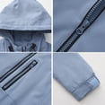 thumbnail image 4 of Levmjia Women Hooded Rain Jacket Waterproof Lightweight Long Sleeve Zip Up Mid Length Loose Fit Solid Color Outerwear Pockets Daily Commute Hiking Camping Travel Outdoor Casual, 4 of 6