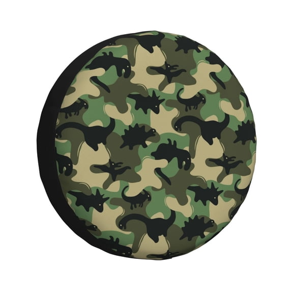 Logiee Camouflage Dinosaur Print Spare Tire Cover, Universal Wheel Protectors,Waterproof Dust-Proof UV Sun Wheel Tire Cover,Fit for SUV, RV, Travel Trailer, Truck-14 inch