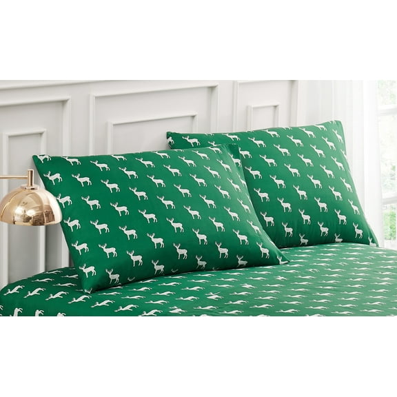 Contempo Deer Pillowcase Pair Standard Green