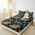 thumbnail image 4 of Manfei Kids Children Kawaii Truck 4pcs Bed Sheets,Cartoon Car King Sheets,Blue Yellow Super Cozy Sheet Set,Microfiber Bedroom Decor, 4 of 7