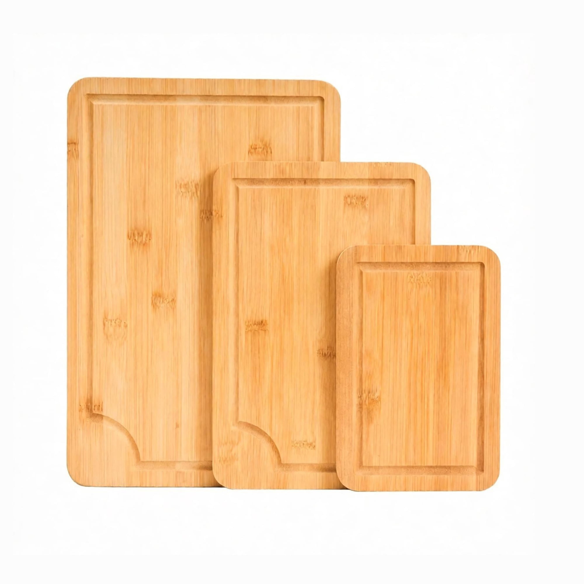 3-Piece Cutting Board Set, Sturdy Chopping Board with Juice Groove & Handle for Serving
