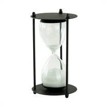 Mainstays 7" Black Metal and Glass Decorative Table Top Hour Glass with White Sand