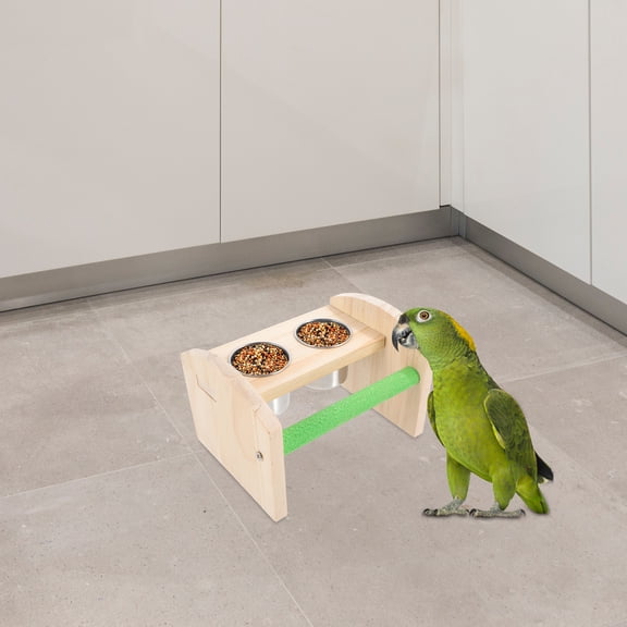 MERRYHAPY Wooden Bird Perch Stand for Small to Medium Birds, 18x13cm Indoor Bird Cage Accessory and Decorative Stand