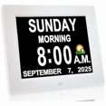 thumbnail image 1 of wonima44 JALL 【New 2024】 Digital Calendar Alarm Day Clock - with 8" Large Screen Display, am pm, Multiple Alarms, for Impaired Vision People, The Aged Seniors, The Dementia, for Desk, Wall Mounted,, 1 of 1
