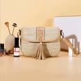 thumbnail image 2 of Women Mini Straw Woven Cross-body Shoulder Bag Flap Handbag Clutch, 2 of 6