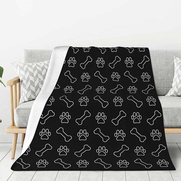 Footprints Fleece Blanket For Bed & Couch Large Super Soft Throw Blanket For Travel Home Lightweight Warm Fleece Blanket 50" x 60"