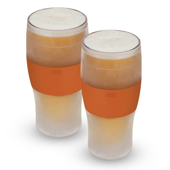 Host FREEZE Beer Glasses, Pint Drinking Glasses 16oz Set of 2, Burnt Orange