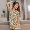 thumbnail image 3 of Haiem Autumn Pumpkins Leaves Print Women’s Short-sleeved Nightdress – Comfortable and Loose-Fit Sleepwear, Soft Cotton Sleep Shirt for Relaxing, Casual Nightdress, 3 of 6