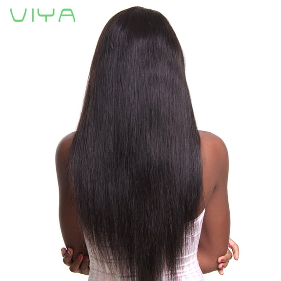 VIYA Silky Straight Hair Wig Human Hair 13x4 Lace Front Wigs for Black Women Natural Black 18 Inch