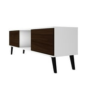 Manhattan Comfort Doyers Wood TV Stand for TVs up to 60 in White/Nut Brown