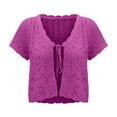 thumbnail image 5 of Cardigan For Women Breathable Lace Knit Summer Beach Cover Up For Short Sleeve Open Front Light Weight Cardigan, 5 of 6