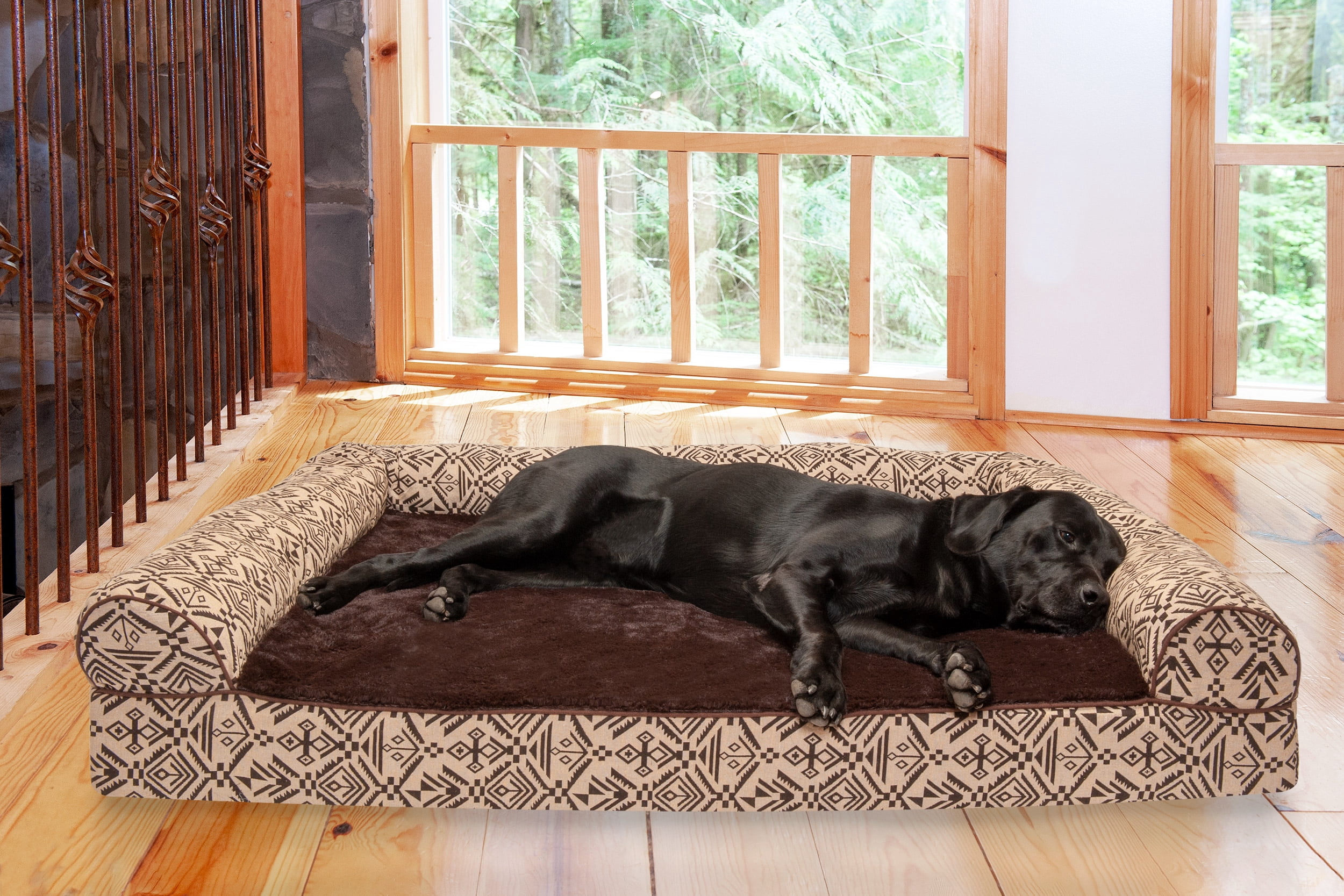 FurHaven Southwest Kilim Orthopedic Sofa Pet Bed for Dogs & Cats - Desert Brown, Jumbo Plus