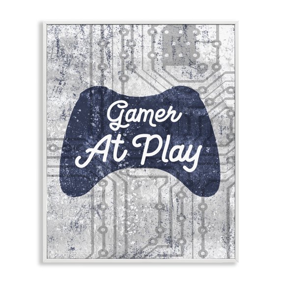 Stupell Industries Contemporary Gamer at Play Video Games White Framed Giclee Art, 11 x 14, by Lil' Rue