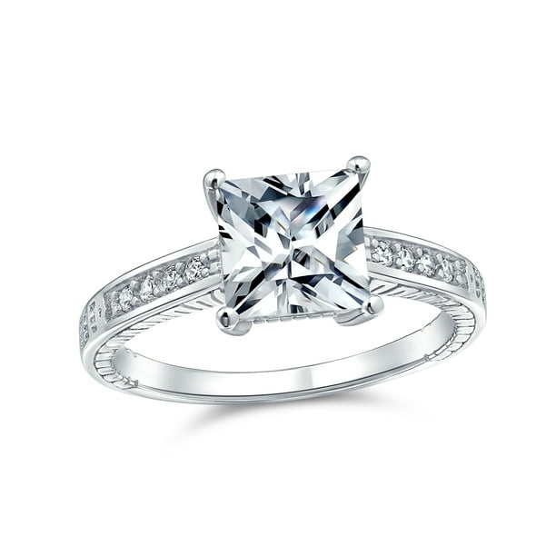 Classic Traditional Cubic Zirconia 3CT Square AAA CZ Princess Cut