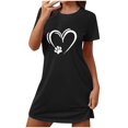 thumbnail image 1 of Rbaofujie Pyjama pour Femmes Ensemble Chemise de Nuit Courte Surdimensionnée pour Femmes Imprimée à Col Rond et Manches Courtes Robe Chemises de Nuit pour Femmes, 1 of 6