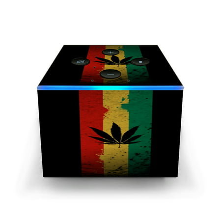 Skins Decals for Amazon Fire TV CUBE + REMOTE / Rasta Weed Pot Leaf