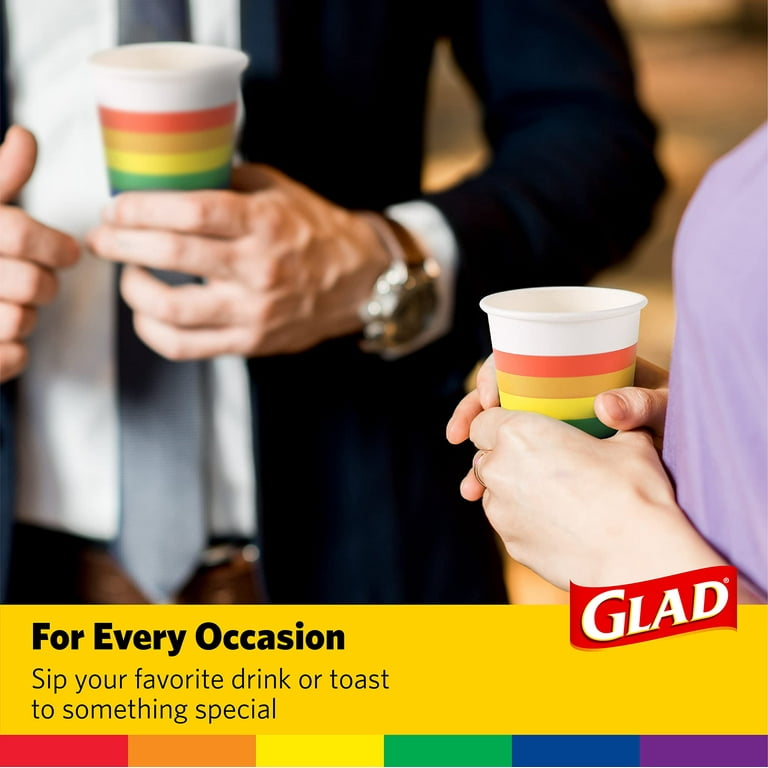 Glad Everyday Disposable Paper Cups with Rainbow Design (12 oz, 50 Count) -  Heavy Duty 12 Oz Paper Cups for All Beverages and Everyday Use