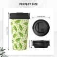 thumbnail image 3 of Honeii Green Peas Print Travel Coffee Mug Insulated Coffee Cup with Leakproof Lid, Coffee Tumbler, Reusable Coffee Cups with Seal Lid, 3 of 8