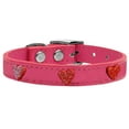 thumbnail image 2 of Mirage Pet Products Leather Heart Dog Collar, Pink, S/M, 2 of 3