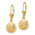 thumbnail image 2 of FB Jewels 14K Yellow Gold Sand Dollar High Polish Leverback Earrings, 2 of 3