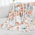 thumbnail image 3 of Fall Fuzzy Flannel Blanket 60 x 50 Inch Blue Orange Autumn Leaves Throw Blanket Watercolor Rustic Blanket for Thanksgiving Home Chair Sofa Couch Bed, 3 of 6
