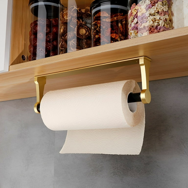  Kelendle Walnut Paper Towel Holder Wall Mount Under Cabinet  Paper Towel Holder Gold Towel Bar Brass Towel Rack for Bathroom Kitchen  Cabinet Toilet Self Adhesive or Drilling