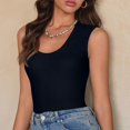 thumbnail image 4 of Ribbed Sleeveless Top, Awwp Women's Ribbed Sleeveless Tank Top Dark Blue Women's Basic Tank S, 4 of 5