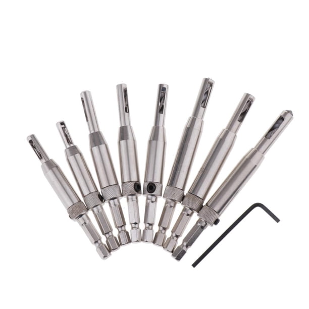 Juego de Brocas Autocentrantes Carpintería, Brocas Puerta Ventanas con 1 Llave Hexagonal Y Brocas de Repuesto 9 piezas Soledad Broca autocentrante de bisagra