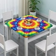 thumbnail image 3 of Colorful Tie Dye Star Pattern Square Fitted Tablecloth with Elastic Edge,Square Table Cover,Washable Elastic Table Cover for Home Kitchen Party Decor 34"x34", 3 of 6