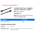 thumbnail image 2 of Tie Rod End Set 2 Piece - Compatible with 2004 - 2008 Ford F-150 RWD 2005 2006 2007, 2 of 2