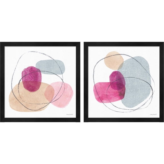 Great Art Now Think Pink B by Lisa Audit, 2 Piece Framed Art Set Each 13.25"W x 13.25"H