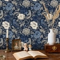 thumbnail image 2 of Whimsical Peel and Stick Wallpaper Vintage Floral Birds Roses Blue Beige Tones Wall Mural 23.6in x 9.8ft Self Adhesive Removable Wall Paper Renter Friendly Wallpaper for Kids Bedroom Studio, 2 of 8