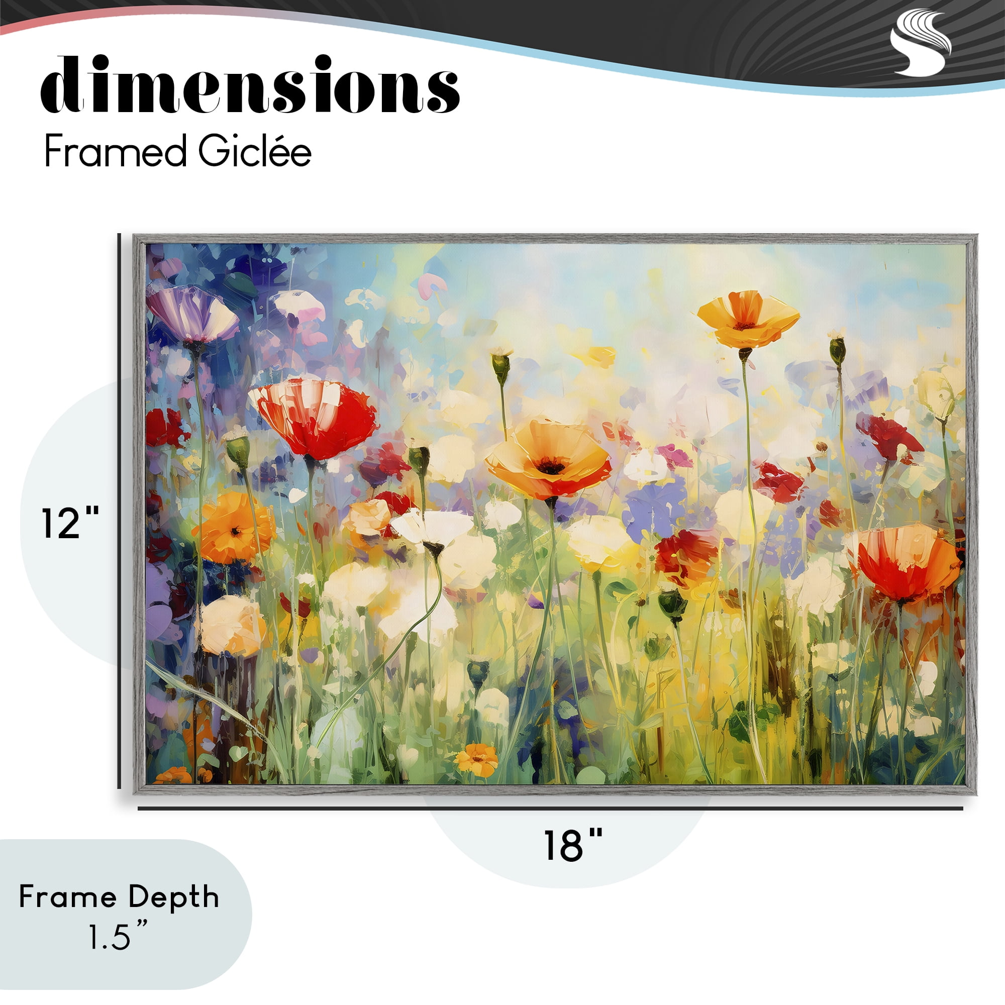 Stupell Industries Sunlit Meadow of Colorful Blooms Gray Framed Giclee Art, design by Creative Studio